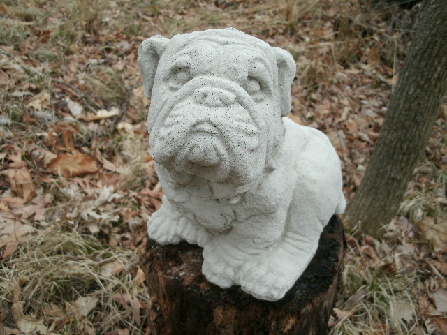 large concrete bulldog statue