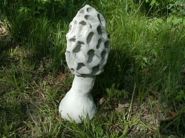 Large Cement 18" Tall Morel Mushroom Garden Art Concrete Statue Awesome