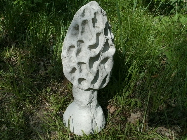 Large Cement 18" Tall Morel Mushroom Garden Art Concrete Statue Awesome