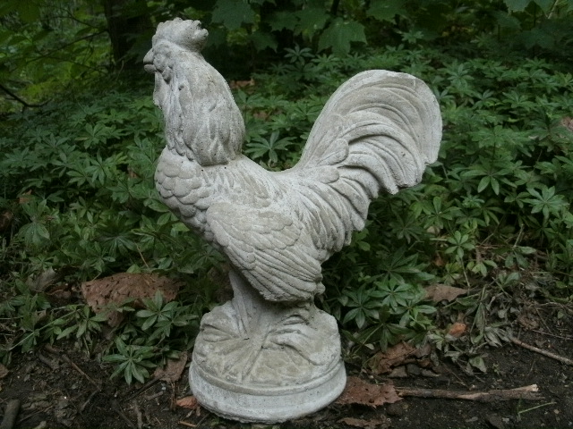 cement rooster statue