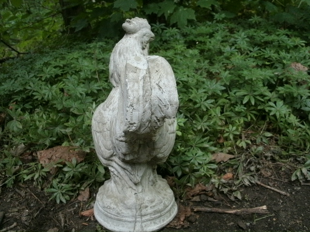 cement rooster statue