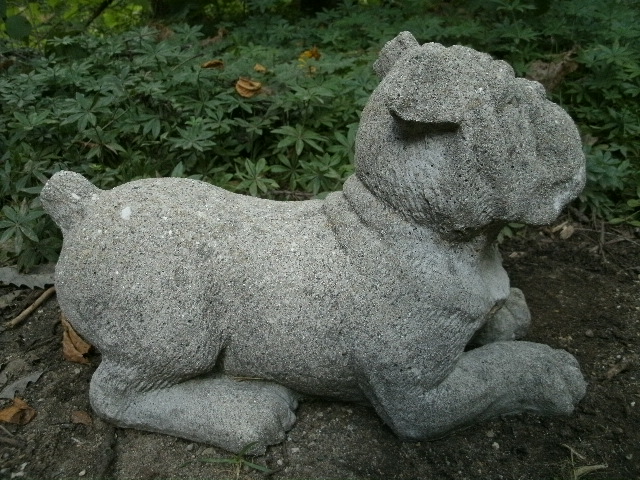 large concrete bulldog statue