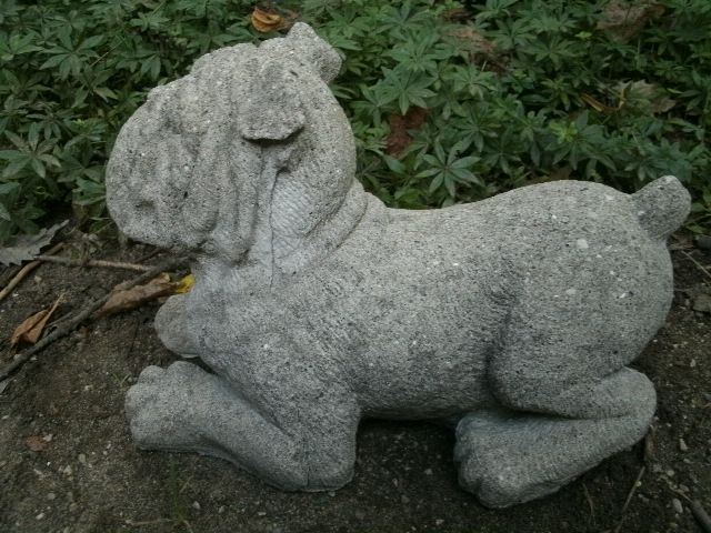 large concrete bulldog statue