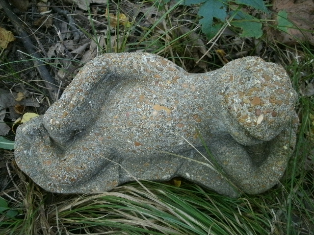 Vintage Cement 10" Relaxing Frog on Back Garden Statue Weathered