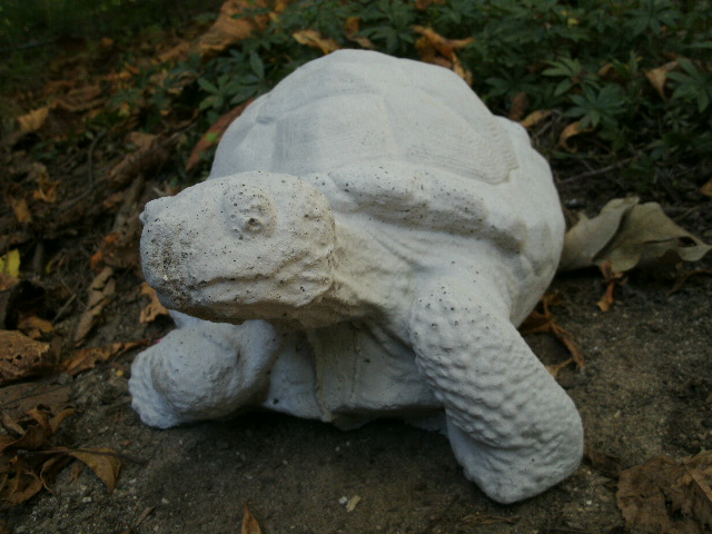 Large Cement 12" Turtle Garden Art Statue Weathered Concrete Lawn