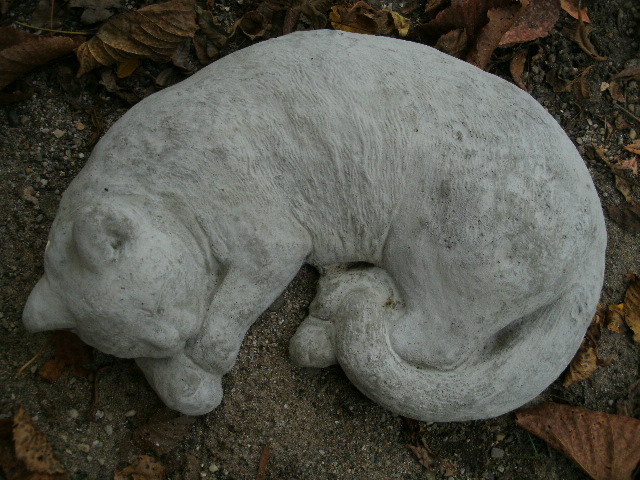 sleeping cat garden statue