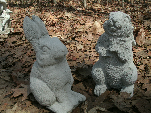 cement rabbit statues