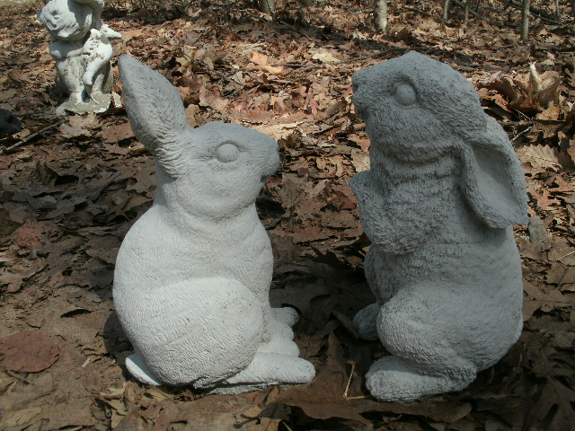 cement rabbit statues