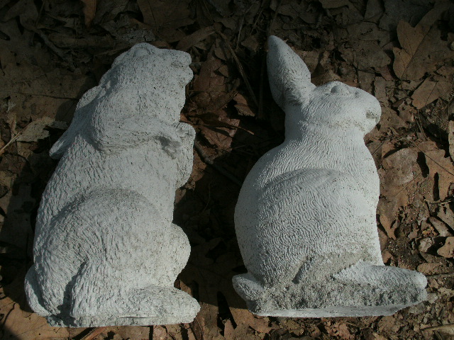 cement rabbit statues