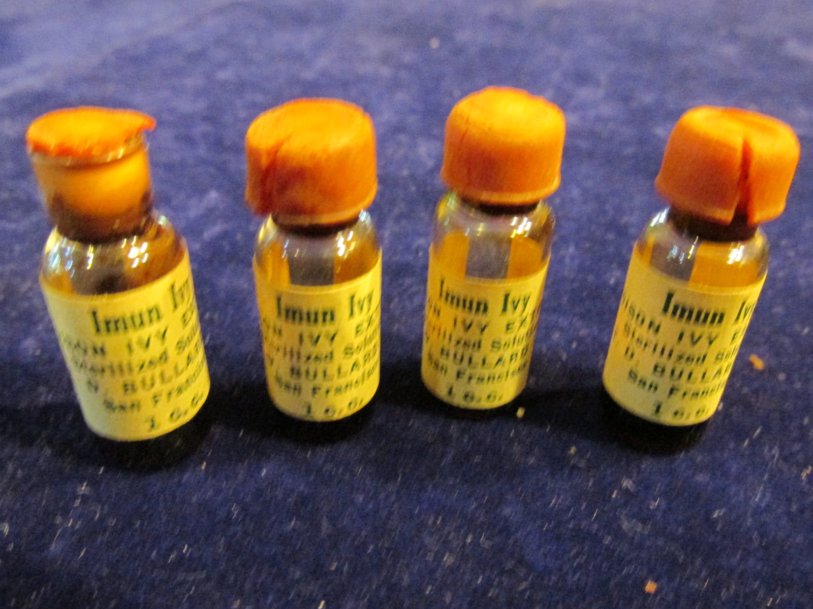 Vtg Poison Ivy EXTRACT Medicine Bottle Vial Lot of 4 w/Box ImunIvy BULLARD A11