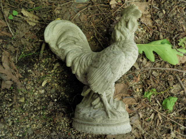 cement rooster statue