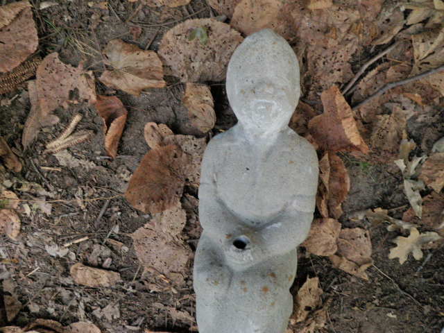 Vintage Cement 18" Tall Boy Fishing Sitting Garden Statue Weathered