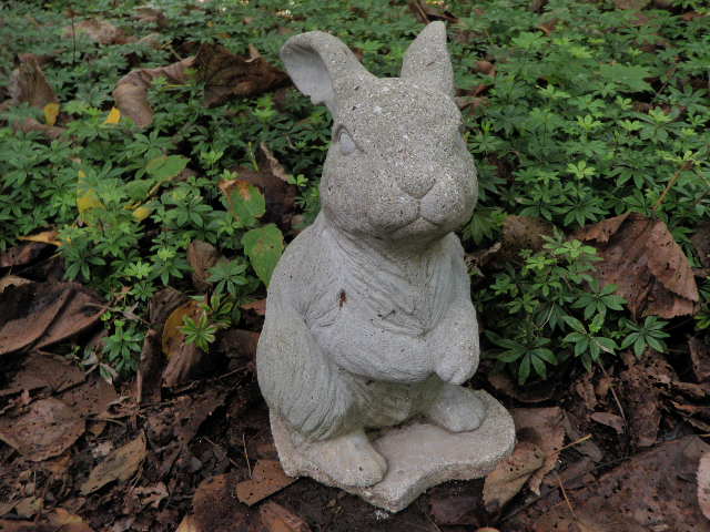 Vintage Cement 13" Tall Standing Rabbit Bunny Garden Statue Weathered
