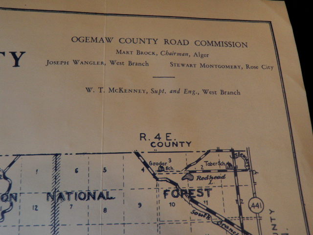 Vintage 1939 Ogemaw County Michigan Highway Road Map 0600