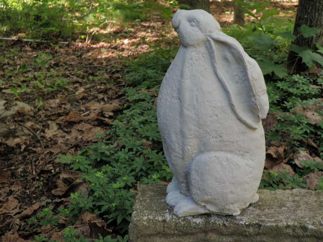 standing rabbit garden statue